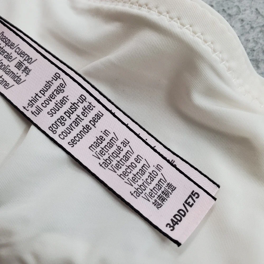 Victoria's Secret Women Bra 34DD White T Shirt Underwired Lace Front Close READ